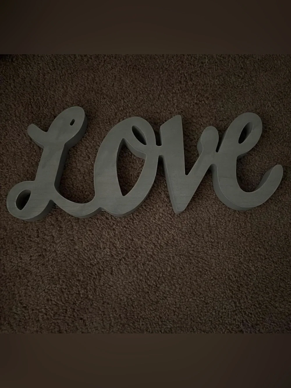 Gray 'Love' Decor (can hang with built in hooks or sit flat on table top)